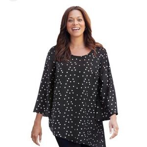 NWT.  LANE BRYANT BLACK SILVER DOTS BLOUSE…………126